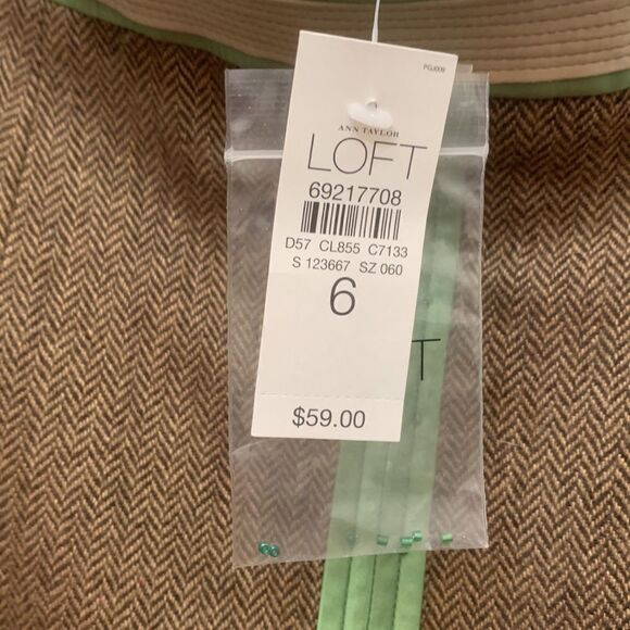 Ann Taylor Loft Size 6 Green Tan Brown Midi Wool Rayon Polyester Acetate New - Picture 4 of 10